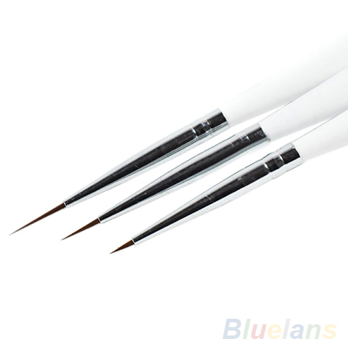 3Pcs Acrylic French Nail Art Liner Painting Drawing Pen Brush Tool Set Kit 4DG7