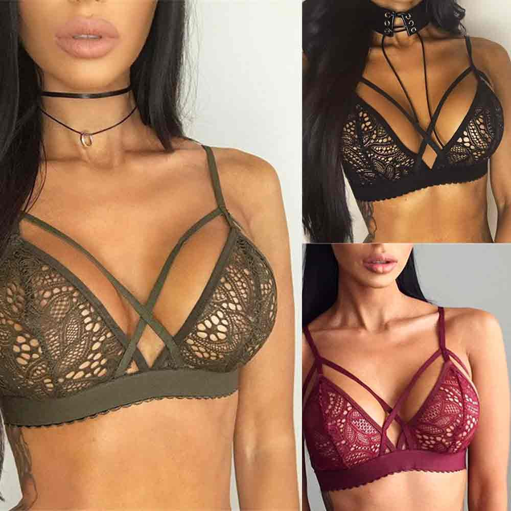 Bras 2021 Exotic Lingerie Bra Womens Sexy Lace Floral Sheer Tops