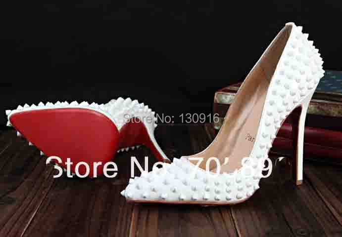 Fashion Sexy Pointed toe silver spike rivets pumps, Red Bottom ...