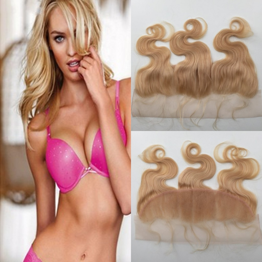 Фотография High Quality blonde hair 613# malaysian body wave lace frontal with baby hairs 13*4 free shipping