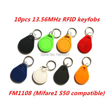 (10pcs)Waterproof ABC RFID Tag keyfob Keychain Key Finder 13.56MHz RFID Access Control Card MF1108 Chip Mf1 S50 Compatible