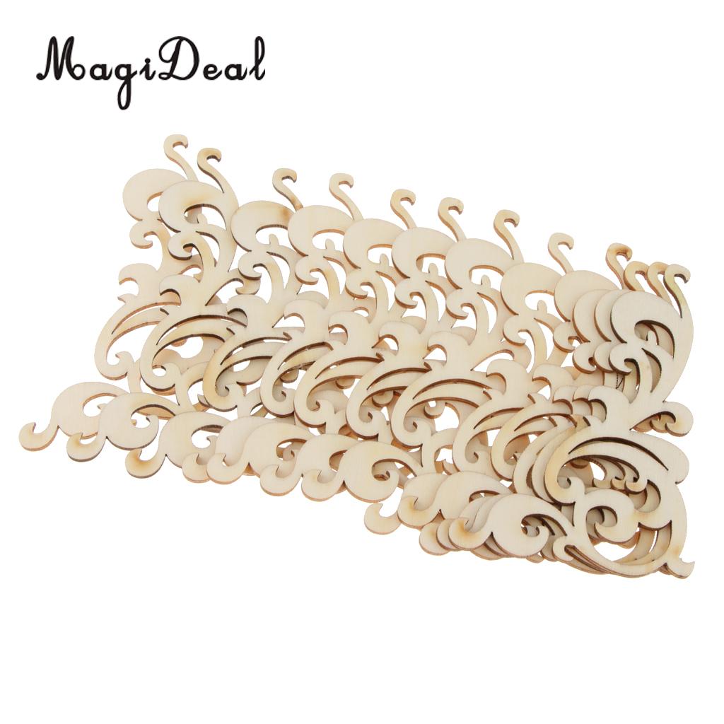 12pcs Flower Wreath Wooden Cutout Gift Tags DIY Scrapbooking Embellishment