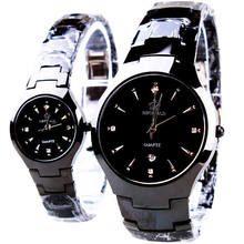 Luxury Brand Full Black Classic Couple Lover Women Men Quartz Full Stainless Steel Wrist Watch Waterproof Function crown watches