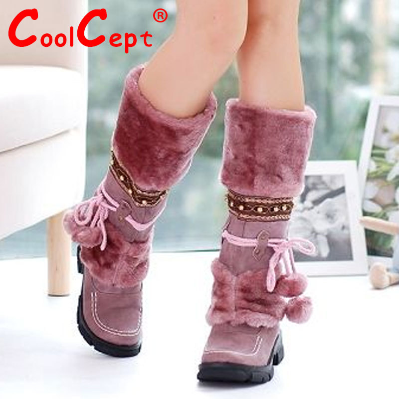 Russia Winter Warm Thickened Fur Over Knee High Heel Boots Women Shoes Fashion Sexy Botas Long