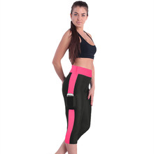 2016 New Summer Women Sports High Waist Leggings Short Fitness Running Pants Sexy Patchwork Elastic Sports Leggings For Female