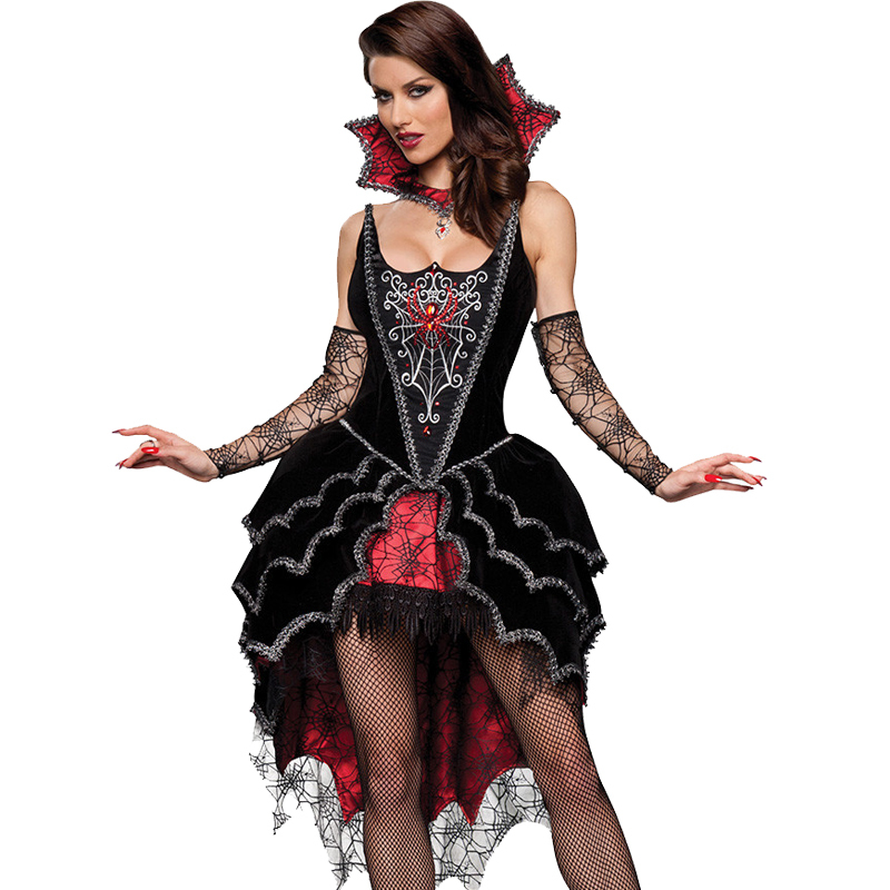 Ladies-Black-Gothic-Vampire-Costumes-Steam-Punk-Wench-Women-Cosplay-Outfit-Themed-Party-Halloween-Devil-Fancy
