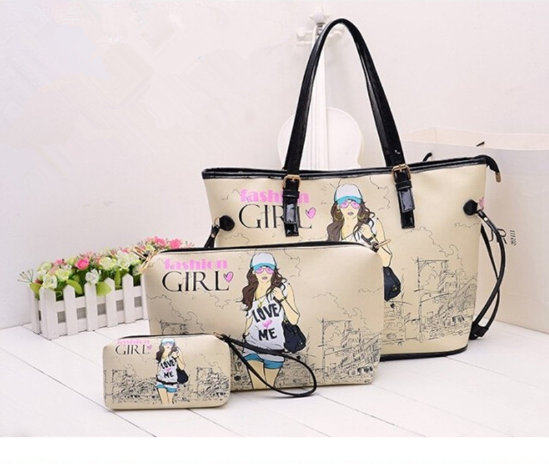 3pc set 2015 Brand Women Handbag Messenger Bag Purse Fashion fashion Women Messenger Bags PU Leather