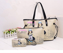 3pc set 2015 Brand Women Handbag Messenger Bag Purse Fashion fashion Women Messenger Bags PU Leather