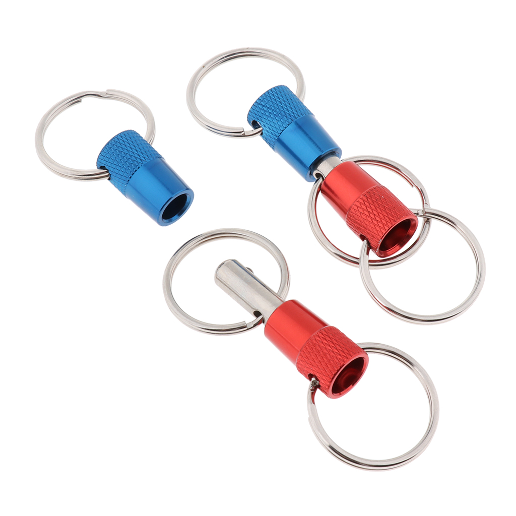 2 Pieces Heavy Duty Three Key Ring Quick Release Detachable Pull-Apart Keychains Lock Holder Key Accessory