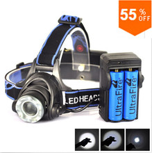 Hot 2000LM XML T6 Led Headlight Head Lampt Waterproof Headlamp Linterna Frontal 3 Mode Head Light +2x 18650 Battery + Charge