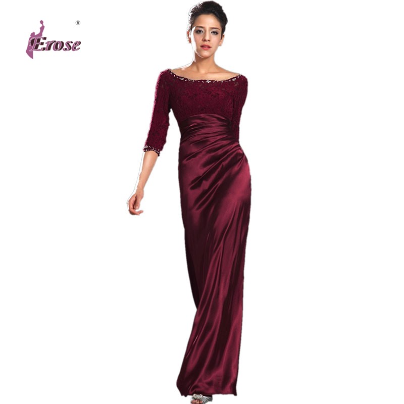 Robe longue bordeaux satin