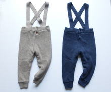 2016 new baby boy clothes fashion winter overalls children cotton knitted thickened velvet suspender pants kids child clothing