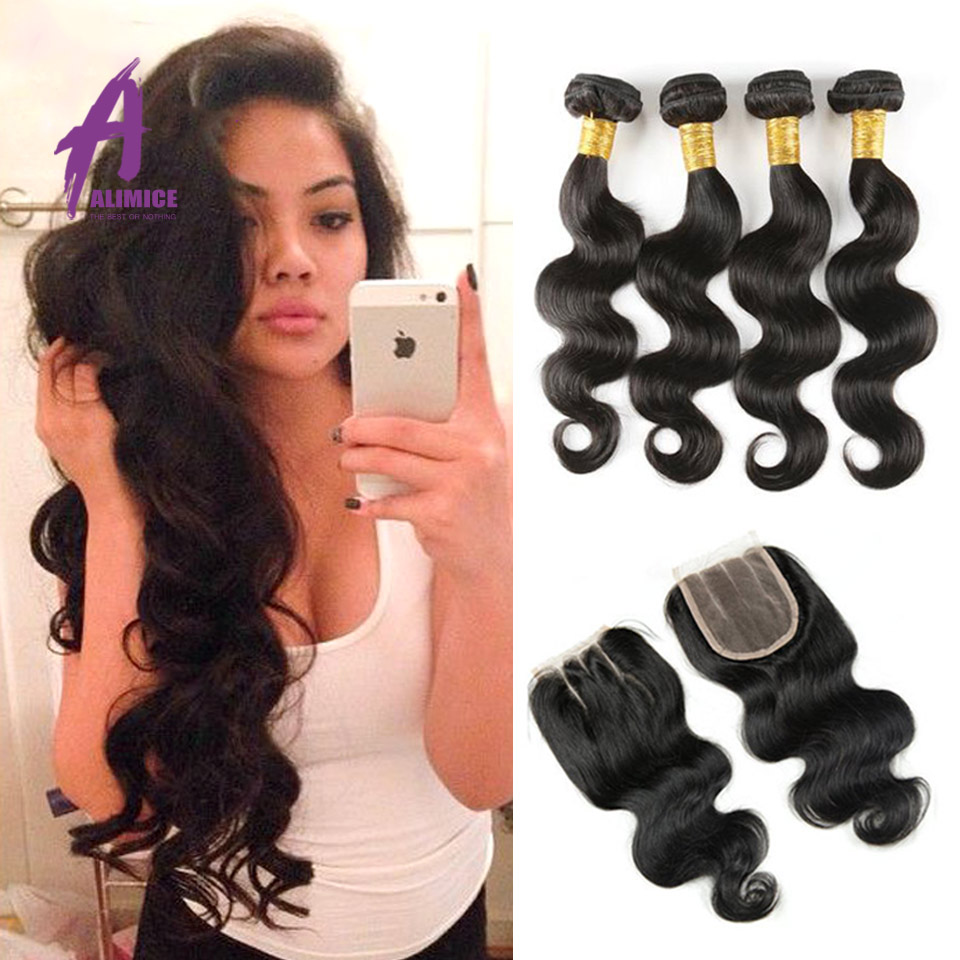 ms lula hair with closure and bundles brazilian body wave 4 bundles with closure brazilian hair weave bundles with closure