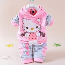 1 Sets retail 2015 Spring Autumn baby set cartoon rabbit velvet set twinset long sleeve set