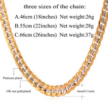 Two Tone Men Gold Necklace with 18K Stamp Real Gold platinum Plated wholesale Curb Chain Necklace