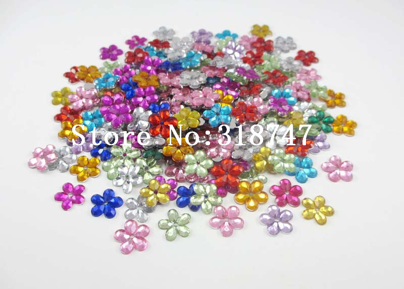 Wholesale crystal 10mm mixed colors flower design acrylic rhinestone Art Rhinestones for DIY(1400pcs/lot) 003001007 (5)
