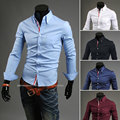 2016 new arrival mens dress shirts luxury brand fashion long sleeve stpried slim fit camiseta masculina
