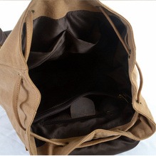 FREE SHIPPING 2015 men s backpack genuine leather canvas bags crazy horse knapsacks for men women
