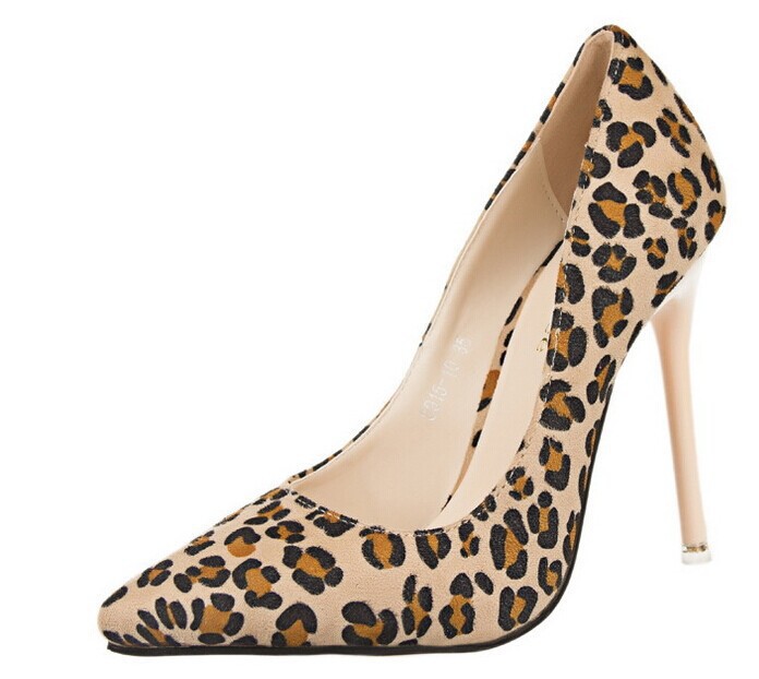 New 2015 Sexy Fashion Leopard Women Pumps Suede High Heels Ankle Strap