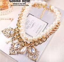 2014 New Arrival Free Shipping Fashion Chunky Choker Necklaces & Pendants Vintage Pearl Necklace Statement Jewelry For Women
