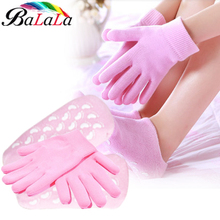 2pairs lot reusable SPA Gel Socks gloves Moisturizing whitening exfoliating velvet smooth beauty hand foot care