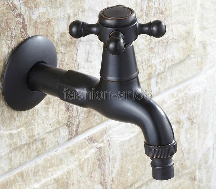 Black Oil Rubbed Brass Extra Long Laundry Bathroom Wall Mounted Mop Water Tap Garden Washing Machine Copper Faucet aav111