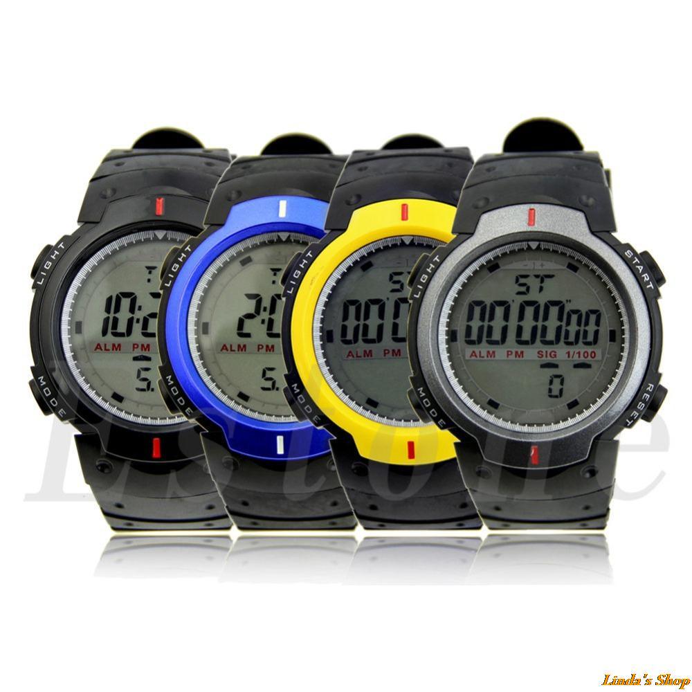 Fashion Waterproof Men s LCD Digital Stopwatch Date Rubber Sport Wrist Watch Free Shipping