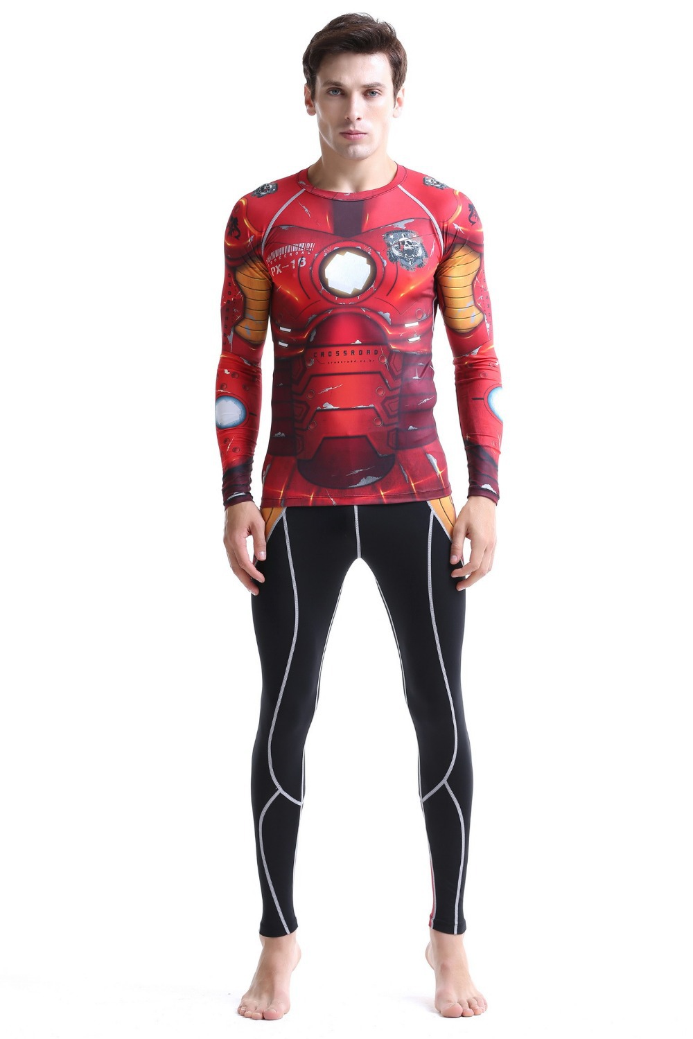 best men's suit running jogging training suit black men clothing styles superman spideman printed
