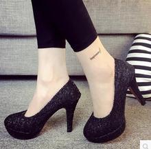 2016 Lace high heeled shoes black sexy ultra high heels wedding shoes