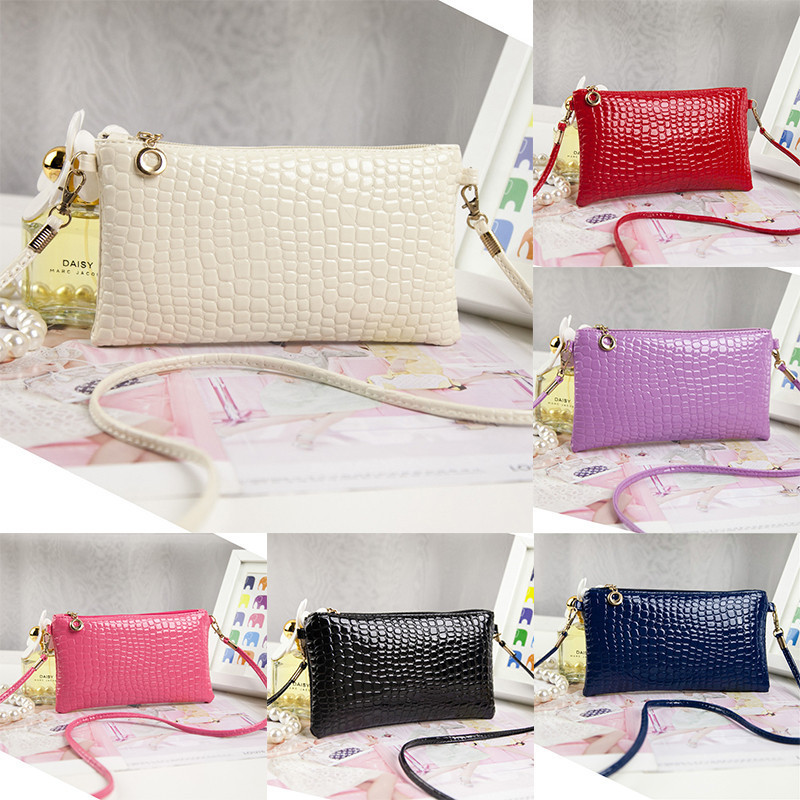 New women leather handbags small shoulder bag crocodile pattern messenger bags candy colors free ...