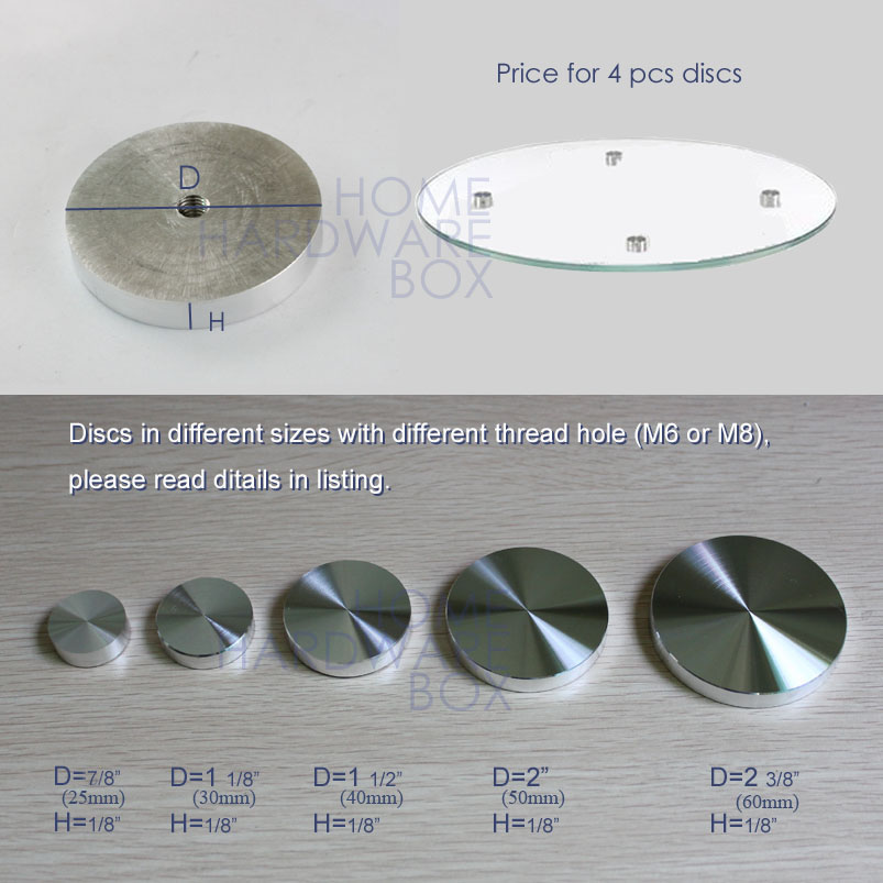 Adaptador de mesa de cristal con disco de aluminio, diámetro de 30mm