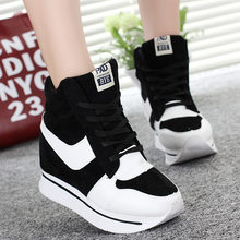 2016 Wedges High Heels thick soled High Top Ladies Casual Single Shoes Women lace-up platform canvas shoes espadrilles
