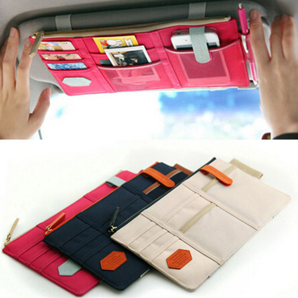 Top Quality colorful Car Sun Visor Storage Point Pocket Documents Organizer Bag Pouch Card Holder Credit