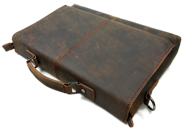 Vintage Genuine Leather Cowhide Crazy Horse Men Business Handbag