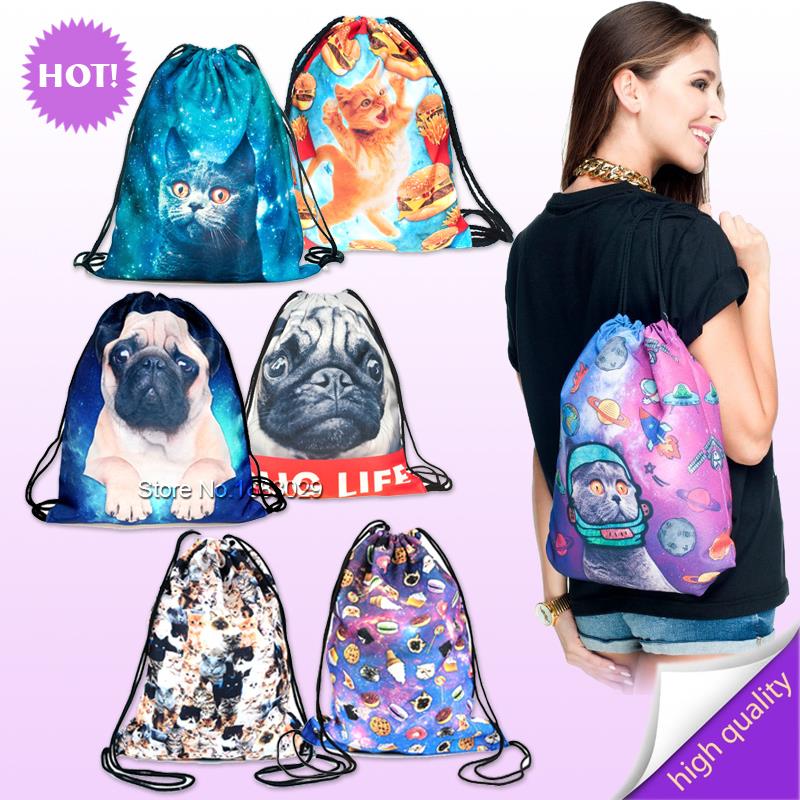 2015 new fashion escolar backpack 3d print travel softback man wonmen mochila feminina harajuku drawstring bag