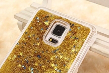 Dynamic Liquid Glitter Sand Quicksand Star Case For Samsung Galaxy Note 4 N9100 Crystal Clear Cellphone