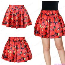 New Red Tennis Short Skirts High Waist Pettiskirt Nightclubs Dance Sport Kilts Fresh Strawberry Short Skirts Pleated Miniskirt