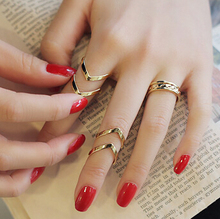 3PCS Set Urban Punk Gold stack Plain Cute Above Knuckle Ring Anillos Band Midi Rings for