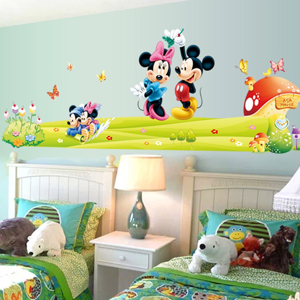 Hot Mickey Mouse Minnie Vinyl Mural Wall Sticker Decals Kids Nursery Room Decor Home Decor Decal Cartoon Stickers