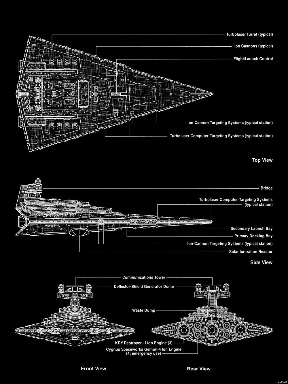 Imperial Star Destroyer Blueprint Star Wars Movie Print Poster 24