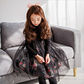 Ruffled Collar Lace Winter Dress for Girl 2016Fashion Floral Printed Girl s Casual Dress Long Sleeve