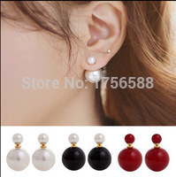 2016 cute charming 10 colors genuine brand developed trendy double ball-imitation pearl earrings jewelry accessories for women