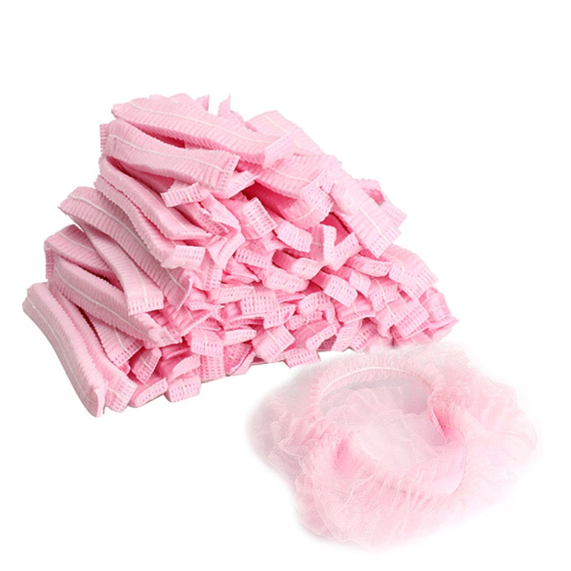 100PCS Disposable Hair Shower Cap Non Woven Pleated Anti Dust Hat Set Pink 100PCS Disposable Hair Shower Cap Non Woven Pleated Anti Dust Hat Set Pink