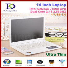Best selling 14” ultra thin laptop computer with 4GB RAM+1T HDD, Intel Celeron J1800 Dual Core 2.41-2.58GHz Webcam, HDMI, WIFI