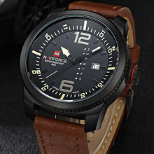 2016 Naviforce Casual Men Watch Genuine Leather Quartz Watch Wrist Watches For Men Waterproof 3ATM Auto