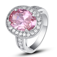 Wholesale Charm Fancy Shinning Oval Pink & White Sapphire 925 Silver Ring Size 7 8 9 10 11 Fashin Women Jewelry Free Shipping