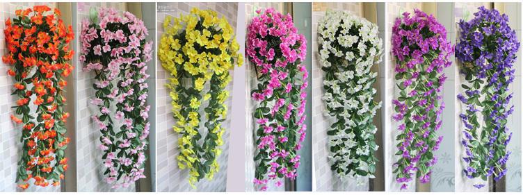 Geranium Hanging Basket Silk Plant Com Outdoor Artificial Flowers Hanging Baskets Decor