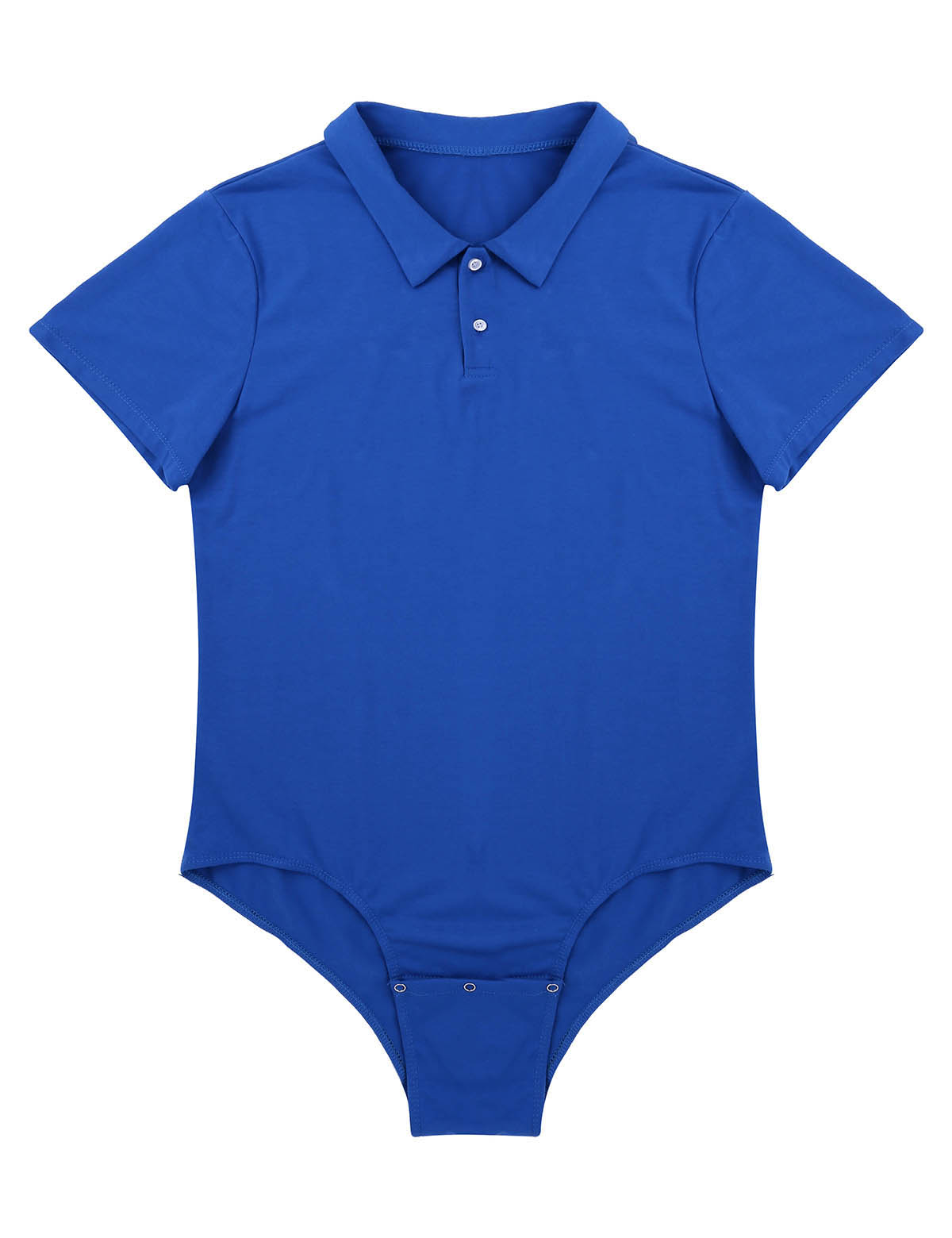 2020 Sexy Mens Bodysuit Short Sleeve Turn Down Collar Snappies Crotch