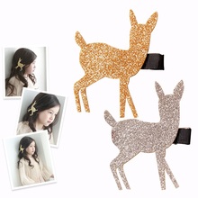 Glitter Felt Reindeer Hair Clips Christmas Head Wear Gift Gold/Silver Novelty Baby Hairpins Toddler Festive Barrettes