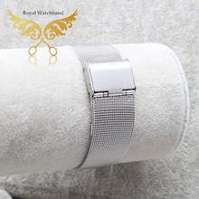 12mm 14mm 16mm 18mm 20mm 22mm 24mm Silver Mesh Watch Band Watch Bracelet Strap Flip Lock Clasp